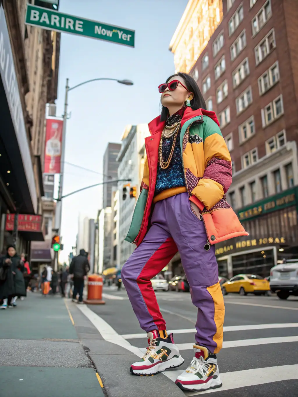 A vibrant photo of a rising Korean fashion influencer during an interview, highlighting their unique street style and online presence.